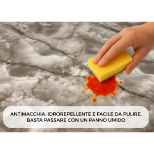 Tovaglia Antimacchia Plastificata Idrorepellente Rotolo Tasgliabile PVC Proteggi Tavolo Crystal Marmo D8 1,55mm