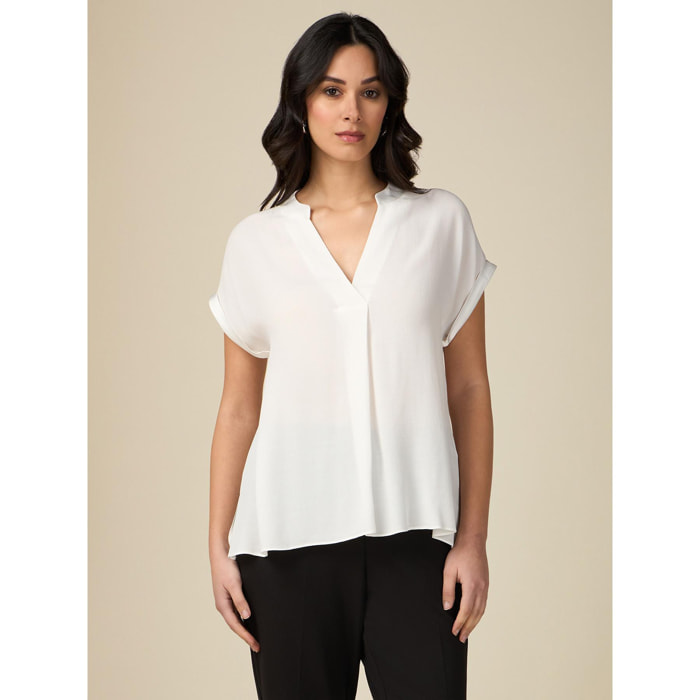 Oltre - Blusa de manga corta en viscosa - Blanco