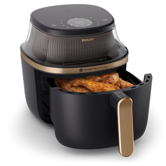 Airfryer PHILIPS NA332/00 Friteuse sans huile avec fenêtre de cuisson Noir/Doré, Série 3000 6.2L