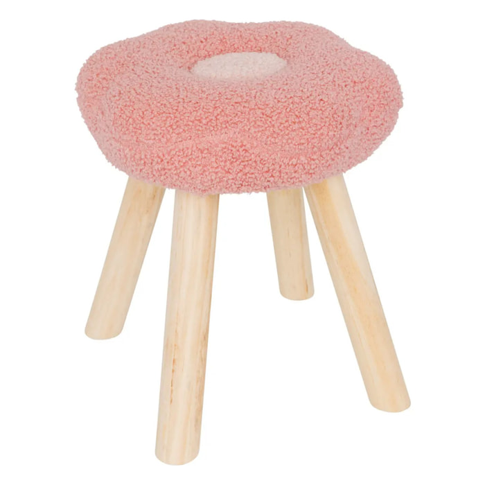 Tabouret enfant "Anya" bouclette rose H26,5cm