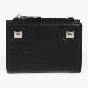 Portafoglio effetto pelle rugosa con borchie