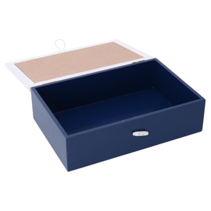 Scatola in legno mare blu e bianco rettangolare cm24x16h7