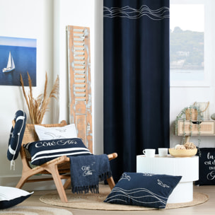 Coussin polycoton Côté Mer - Bleu Marine