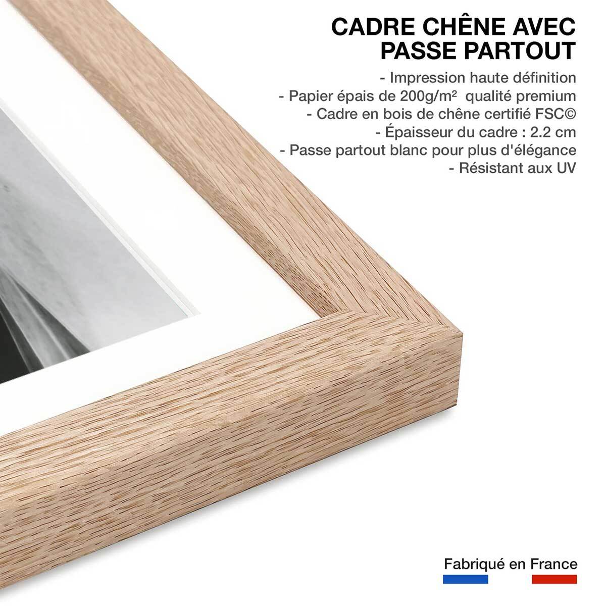 Affiche de film avec Audrey Hepburn Affiche + cadre en bois - Chêne