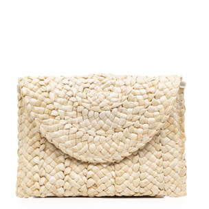 Ziano borsa a mano in rafia di carta intrecciata.