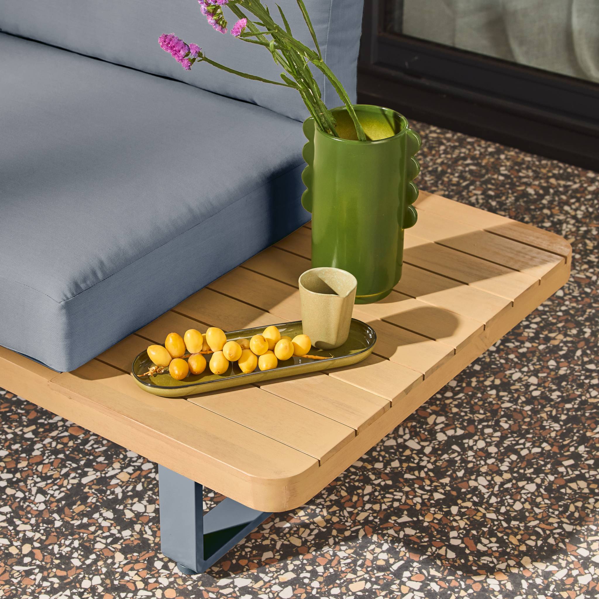 Banquette de jardin bois d'acacia et aluminium 2 places ACALIA LATIKA