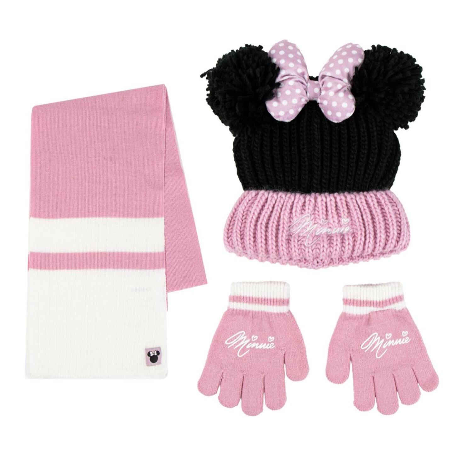 Conjunto gorro, guantes y tubo de cuello infantil "Minnie"