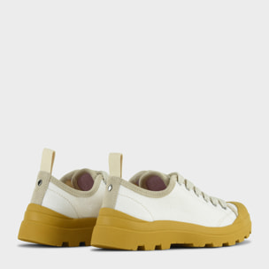 ZAPATO CON CORDONES MUJER P03 LINO Y ANTE BLANCO AMARILLO