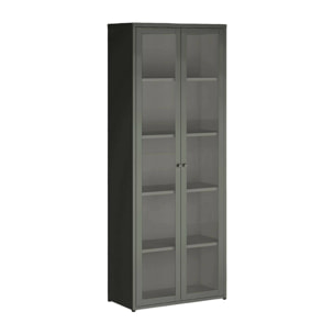 Vetrina Izano, Credenza espositiva, Vetrinetta multiuso, Madia da soggiorno, 70x35 h180 cm, Ardesia