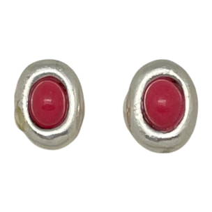 Pendiente plata 10µ chapado "básico" resina burdeos