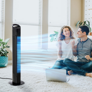 Ventilador de Torre Ventilador Vertical 50W con Mando a Distancia 3 Velocidades Pantalla LED Temporizador 7,5h y Oscilante 70° Ø20x78,5 cm