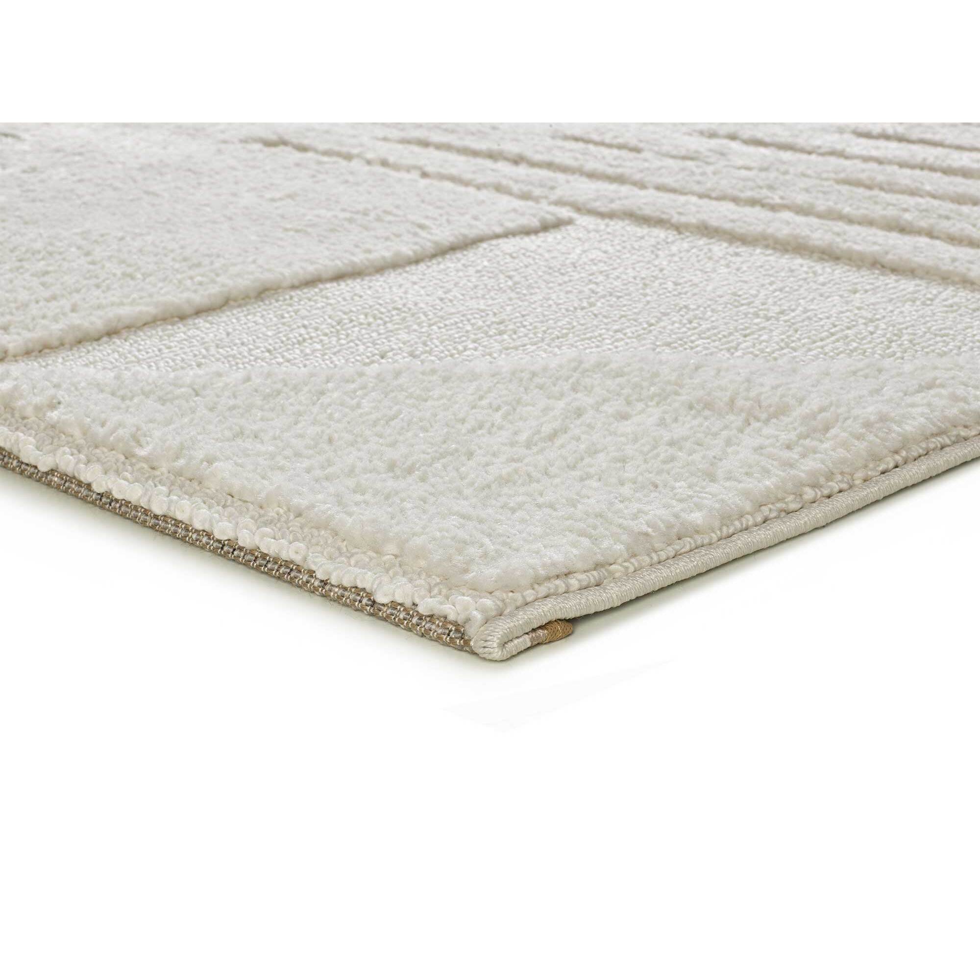 NUMA Alfombra shaggy geométrica con relieve en blanco, varias medidas disponibles