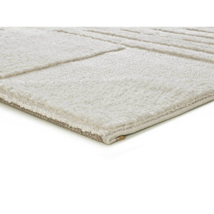 NUMA Alfombra shaggy geométrica con relieve en blanco, varias medidas disponibles