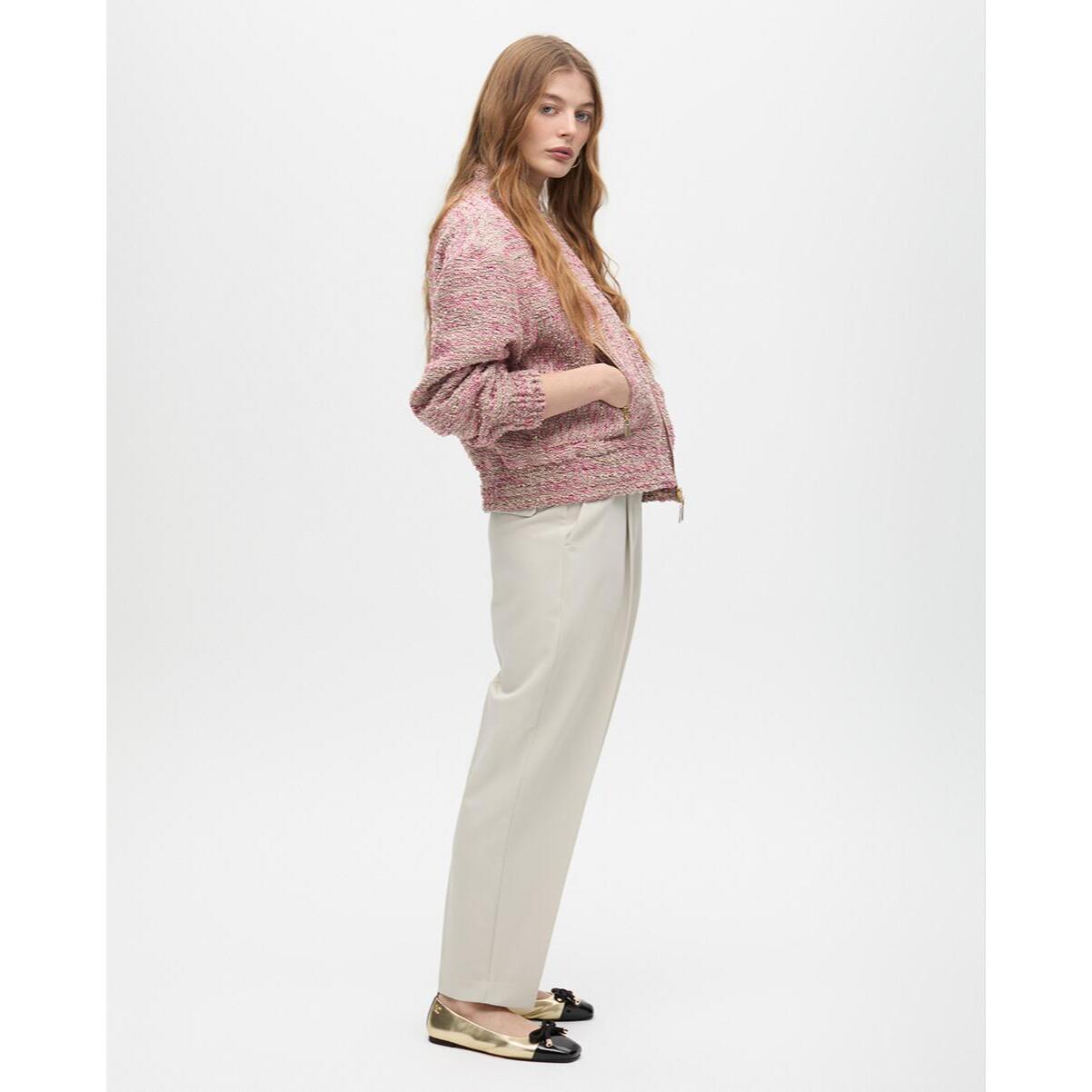 Bomber in Tweed con Tasche con Zip