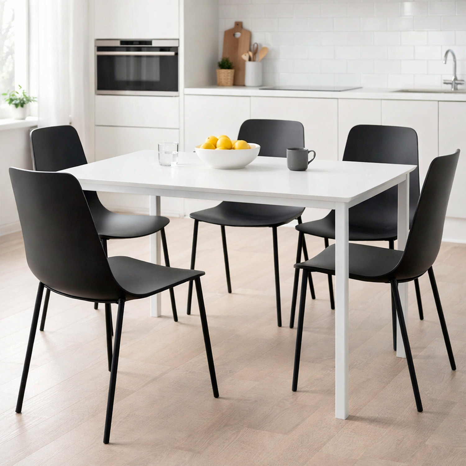 Set 4 Sedie Moderne Con Schienale Ergonomico In Polipropilene E Gambe In Metallo Cucina Sala Da Pranzo Soggiorno Ufficio 87 x 53 x 49 Cm Nero