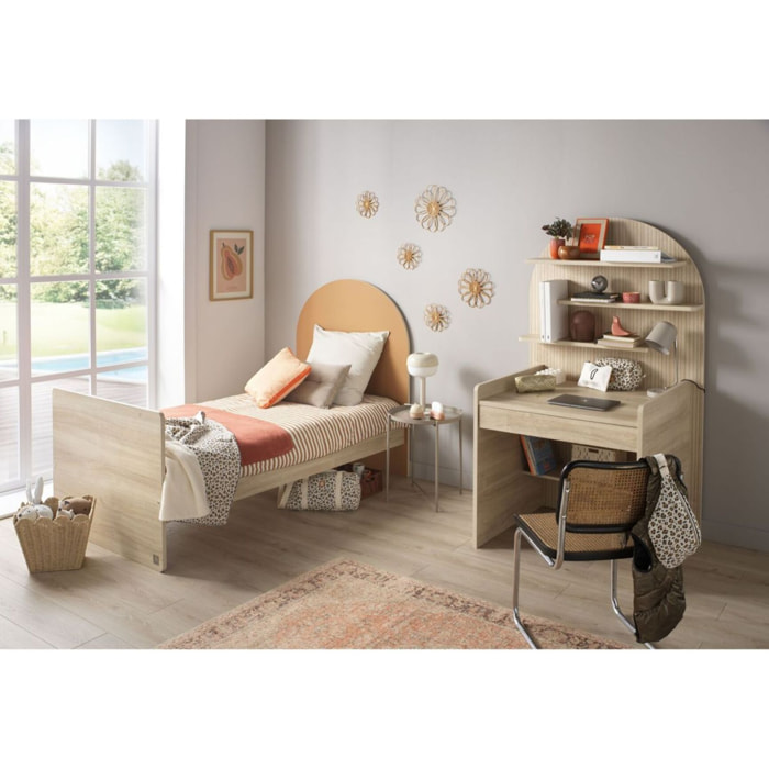 Pack chambre bébé évolutif – lit bébé 120x60 transformable en 90x190 + commode à langer évolutive en bureau
