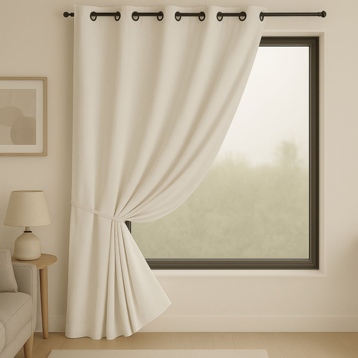 Rideau 100% Occultant Ignifugé M1 Non Feu Ecru - Ecru
