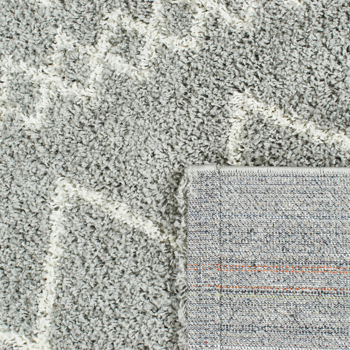 Asma - tapis shaggy de salon en laine artificielle style berbère gris et blanc - 150x220cm