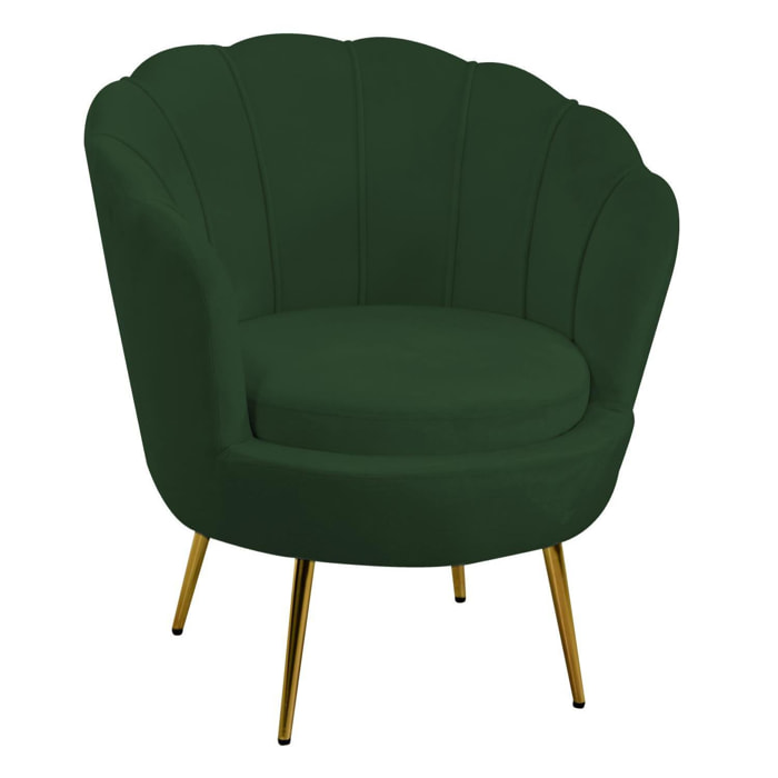 Poltrona Tulipan Vacchetti in velluto verde cm73x72h77