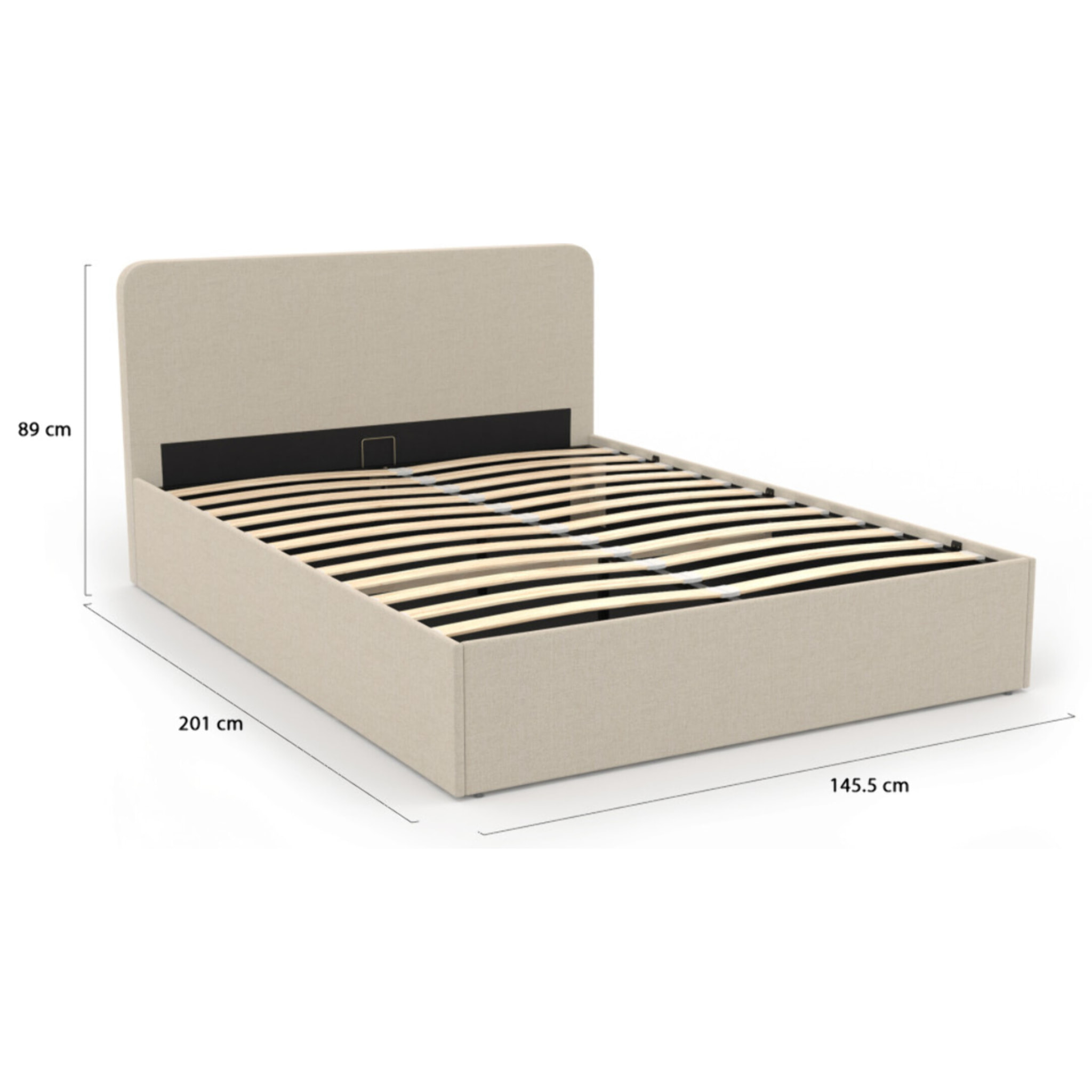 Lit coffre Louise en velours avec sommier et tête de lit - Beige