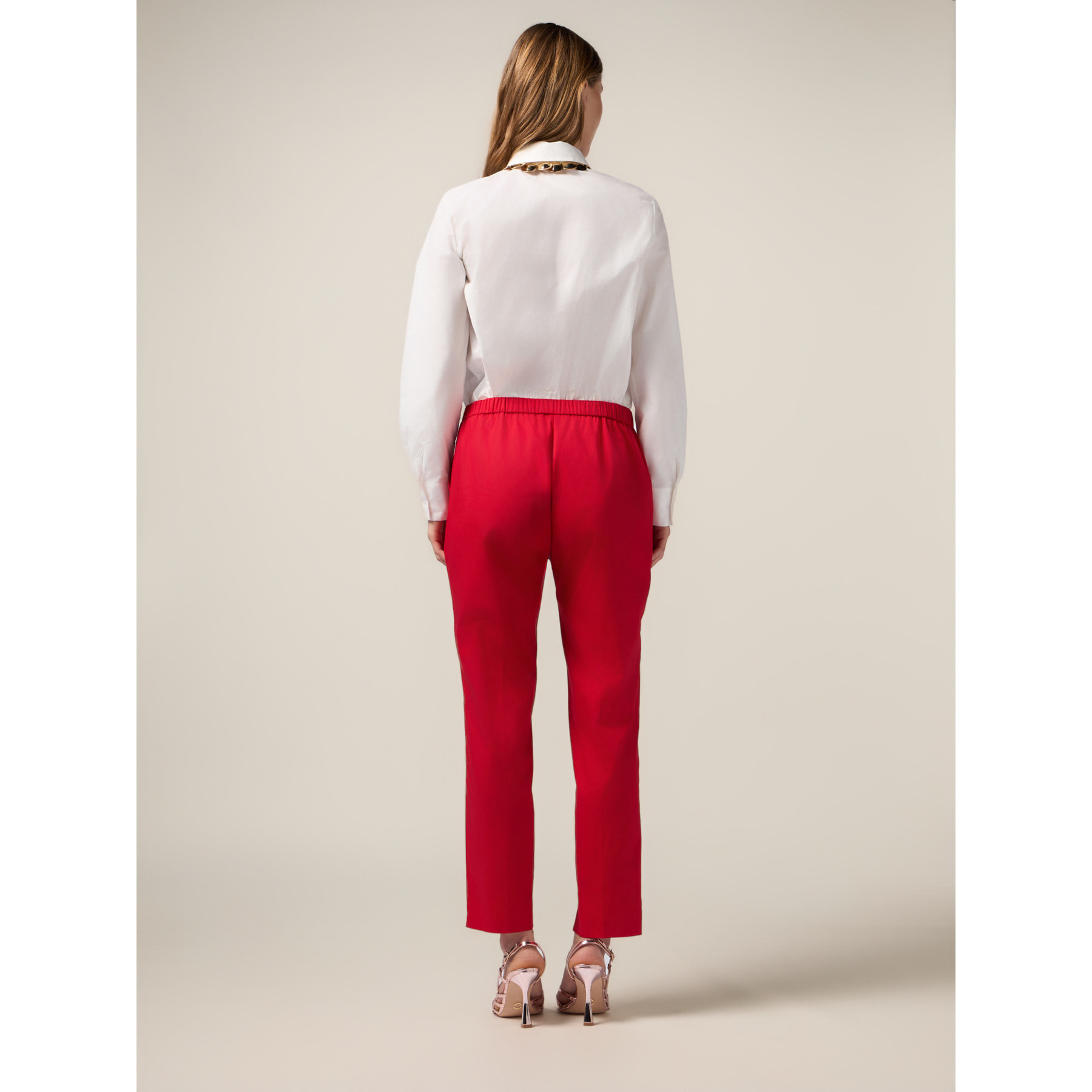 Oltre - Chinos in raso di cotone - Rosso