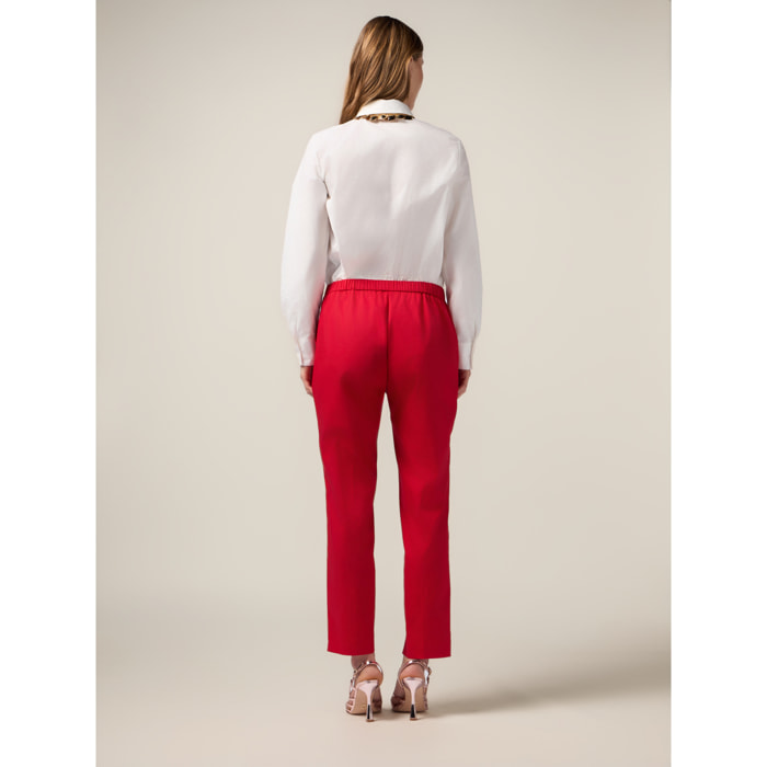 Oltre - Chinos in raso di cotone - Rosso