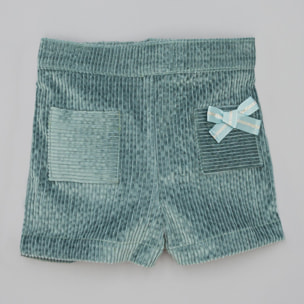 Short Verde De Pana Con Bolsillos