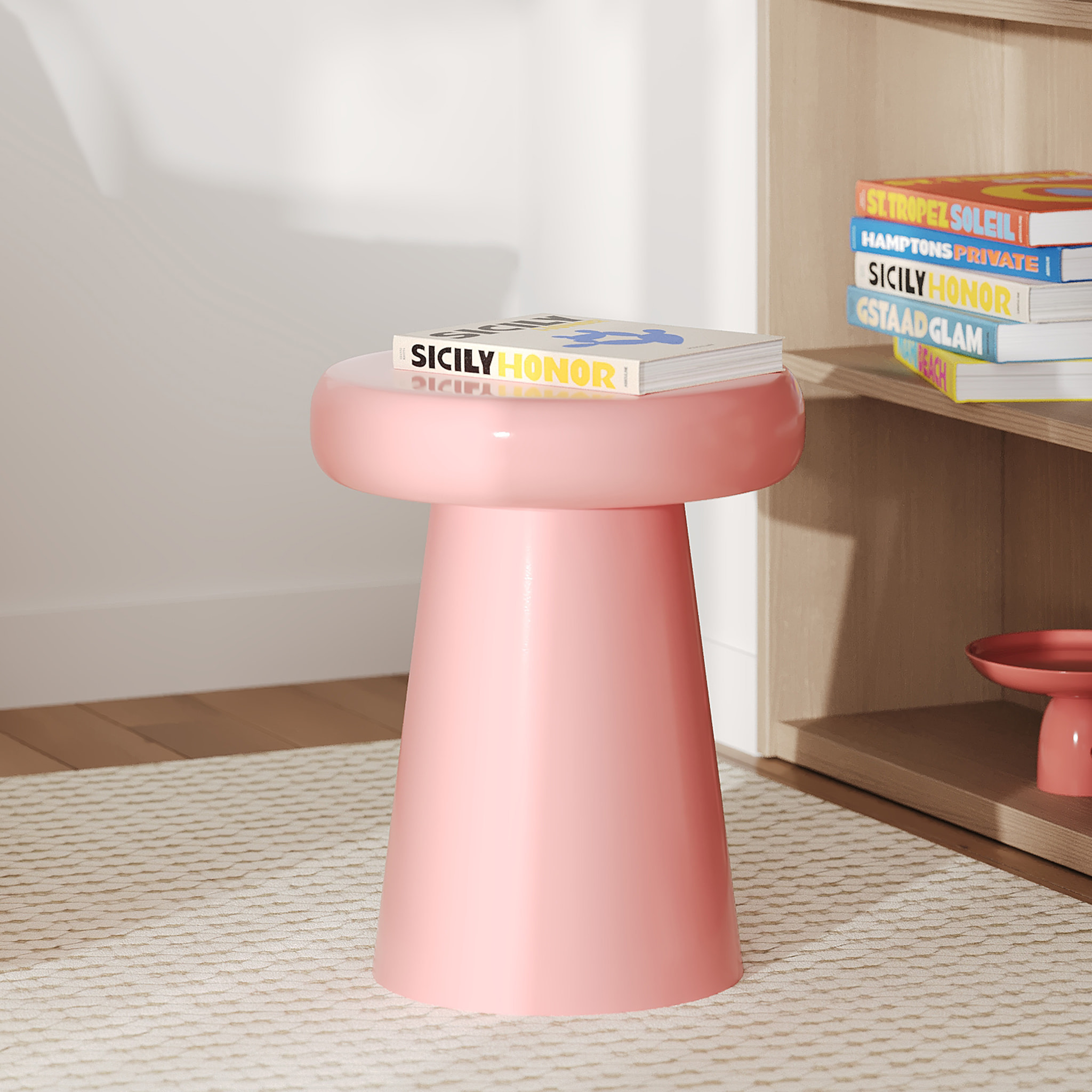 Table d'appoint ronde en métal rose D40 cm - Anouk