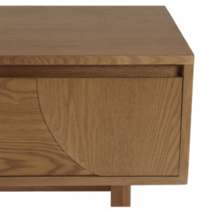 MARIO - Meuble TV couleur naturelle 2 tiroirs motif arrondi 2 niches