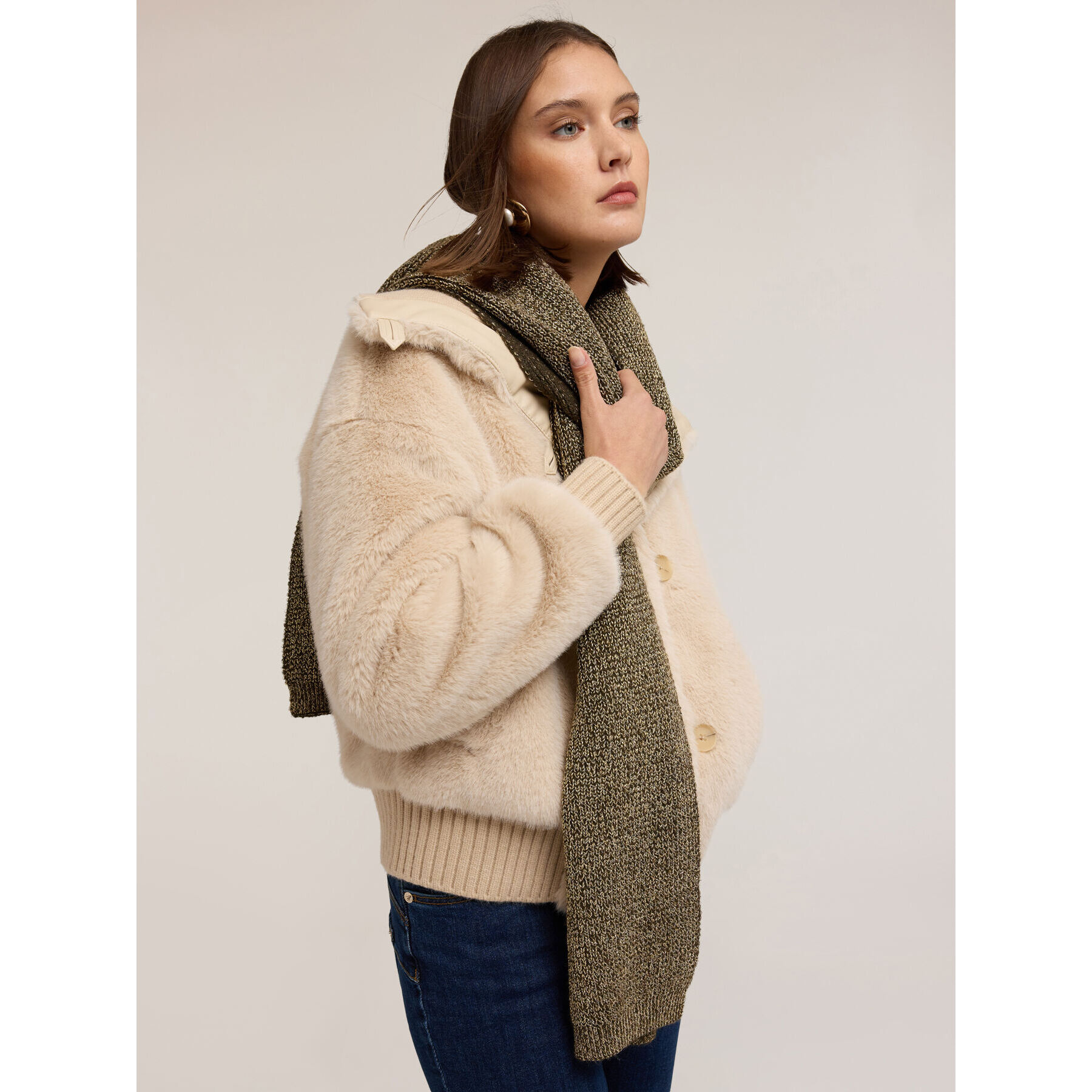 Motivi - Sciarpa in maglia misto lurex - Verde militare