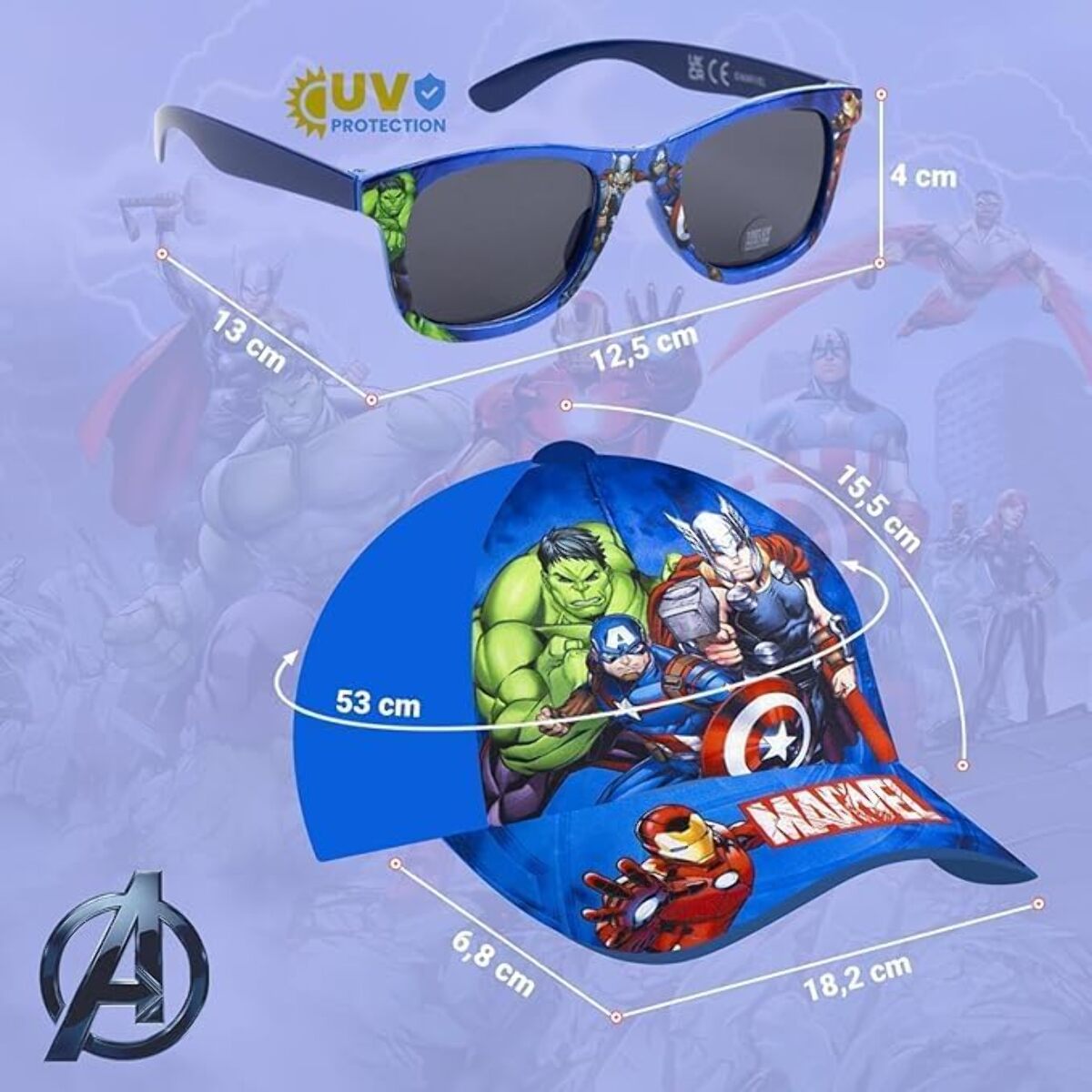 Set Gorra y Gafas de Sol "Avengers" - Color Azul