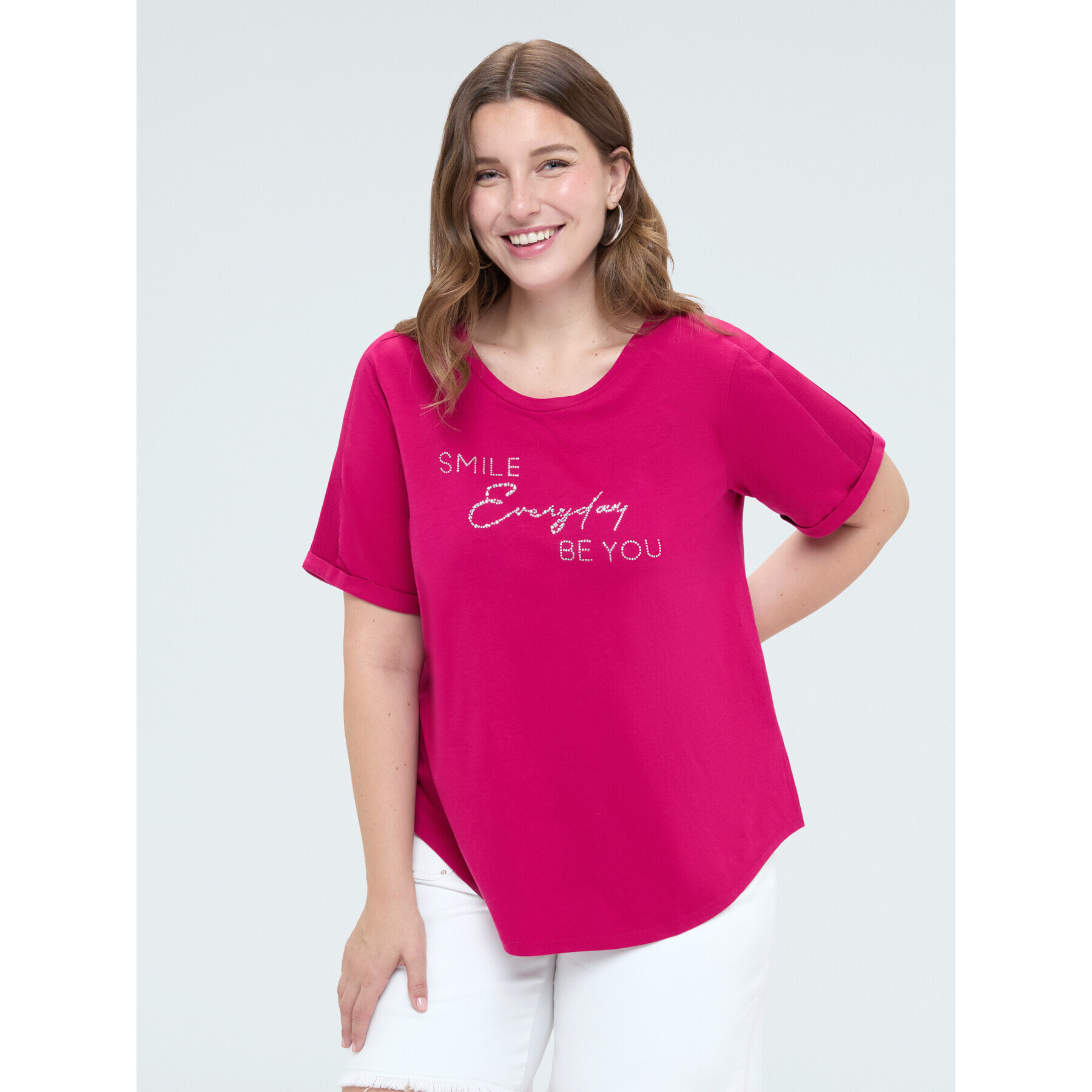 Fiorella Rubino - T-shirt in cotone con scritta motivazionale - Fucsia