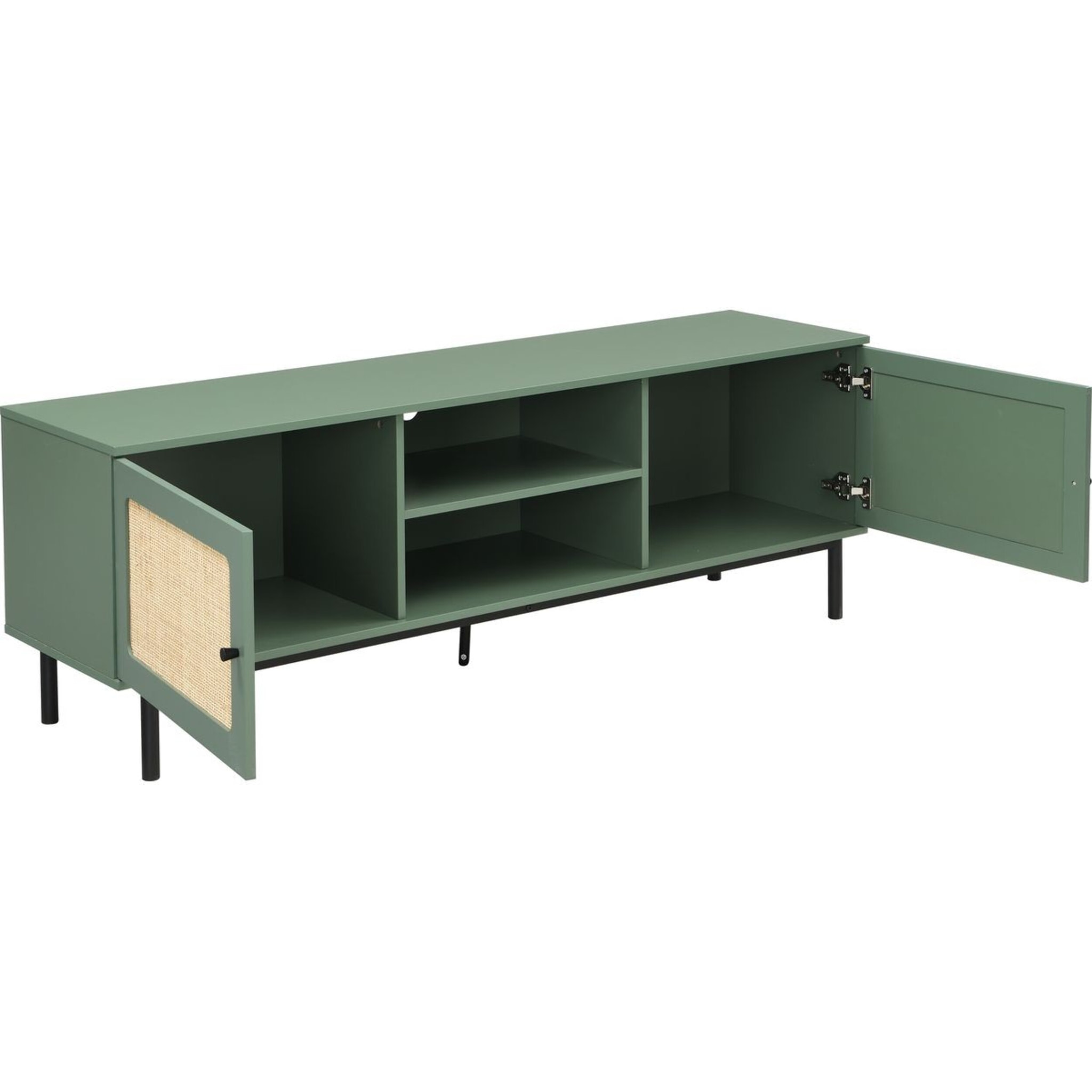 Meuble TV 2 portes en cannage 160 cm - LUMA