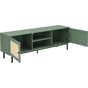 Meuble TV 2 portes en cannage 160 cm - LUMA