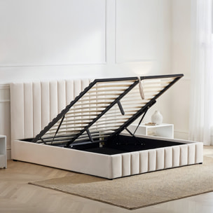 Lit Coffre en velours beige Trocadéro