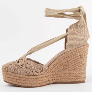 Alpargata De Cuña - Beige - Altura: 10 Cm