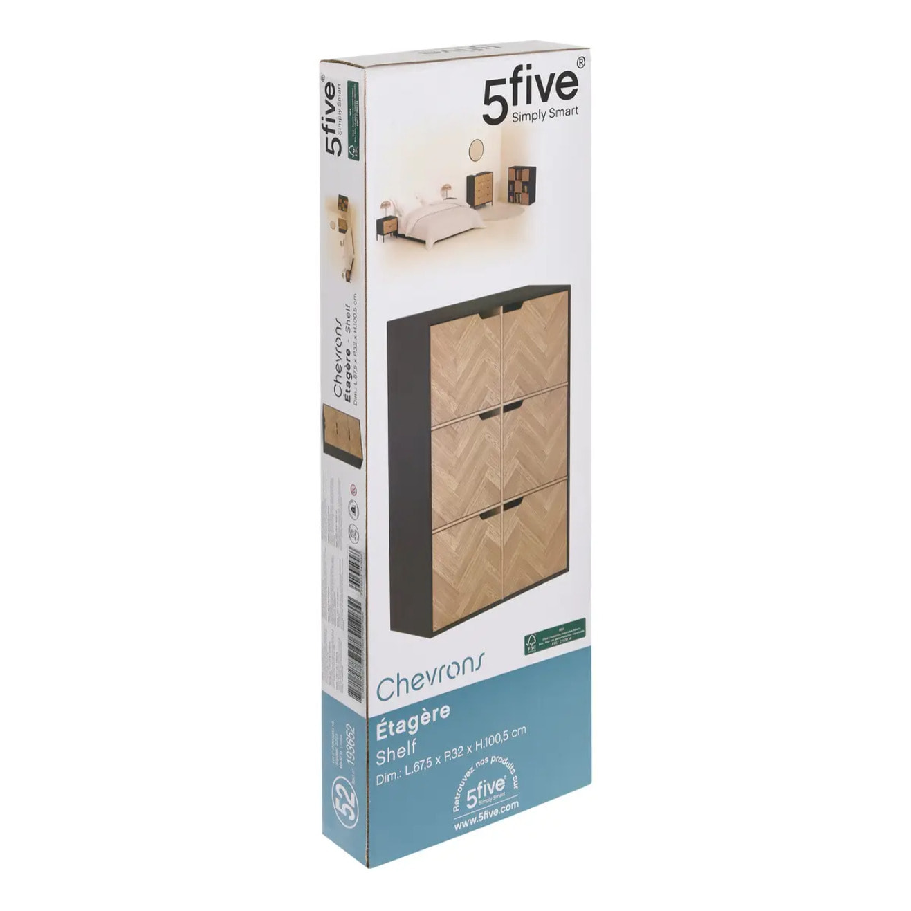 Étagère "Mix'n'door" 6 cases effet bois et noir 67,5x32cm