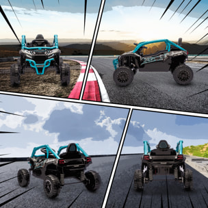 Coche Eléctrico para Niños 12V, Kawasaki Teryx KRX 1000, Coche de Batería UTV con 2 Motores, Control Remoto 2,4G, Suspensión Trasera, Faros, USB, para Niños de +3 Años, Azul