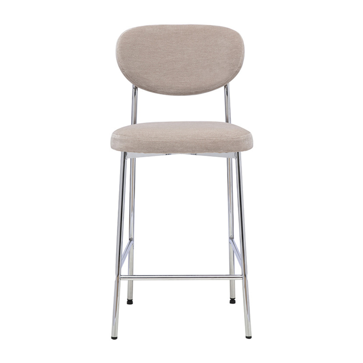 Tabourets de bar fixes en tissu effet velours taupe H65 cm (lot de 2) BREKA