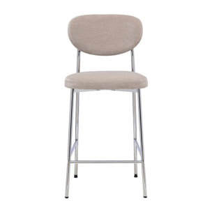 Tabourets de bar fixes en tissu effet velours taupe H65 cm (lot de 2) BREKA