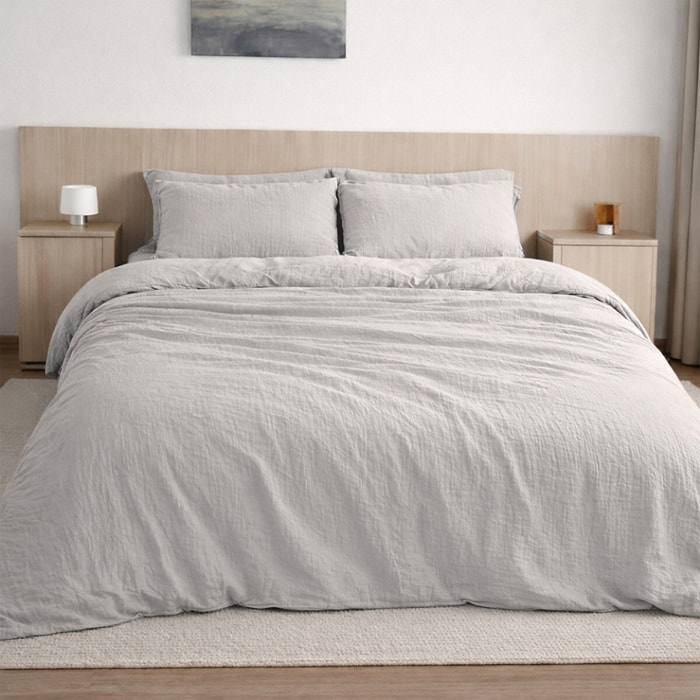 Drap housse bonnet:30cm 100% gaze de coton lavé gris glacier