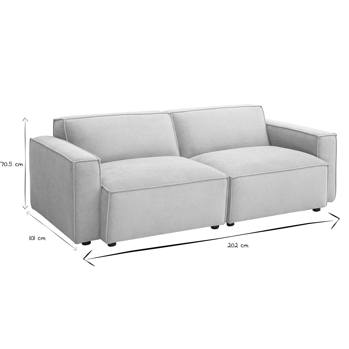 Canapé modulable 3 places en tissu effet velours texturé beige SPLIT