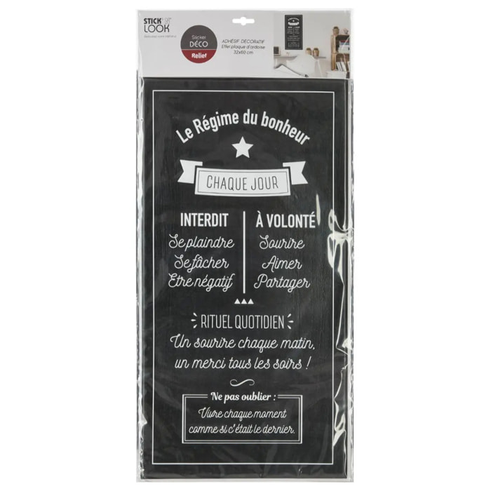 Sticker "Bonheur" - noir et blanc - 32x60 cm