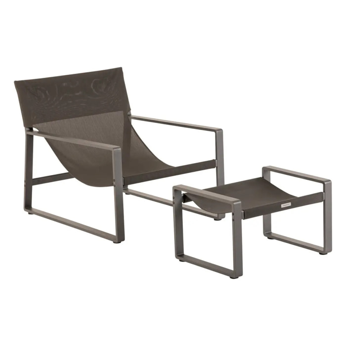 Fauteuil relax de jardin "Lambinio" graphite en aluminium en acier traité en epoxy