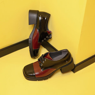 Zapatos 1289 NAPPA SHINNY BLACK-BURDEOS / VARSOVIA color Black-burdeos