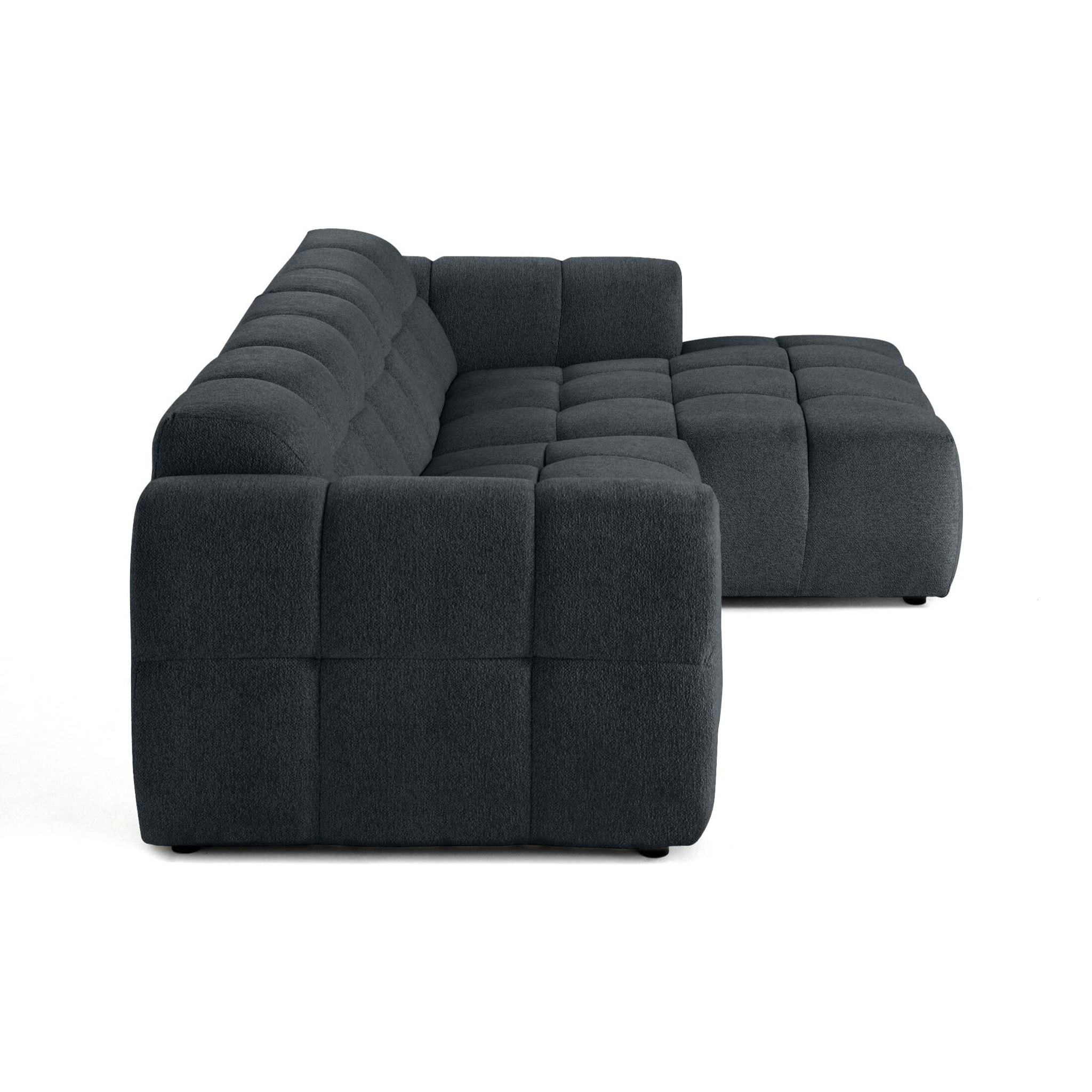 Ray - canapé d'angle droit - 4 places - en tissu texturé - Gris