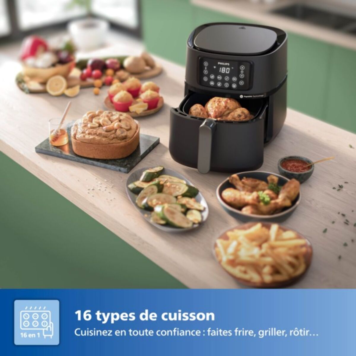 Friteuse sans huile PHILIPS Series 5000 7,2L connectée HD9285/93