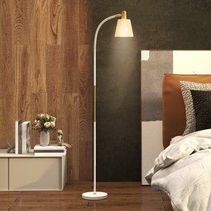 Lámpara de Pie LED Lámpara de Pie Salón con Altura Ajustable Pantalla Interruptor Basculante para Sala de Estar Oficina Dormitorio Blanco y Dorado