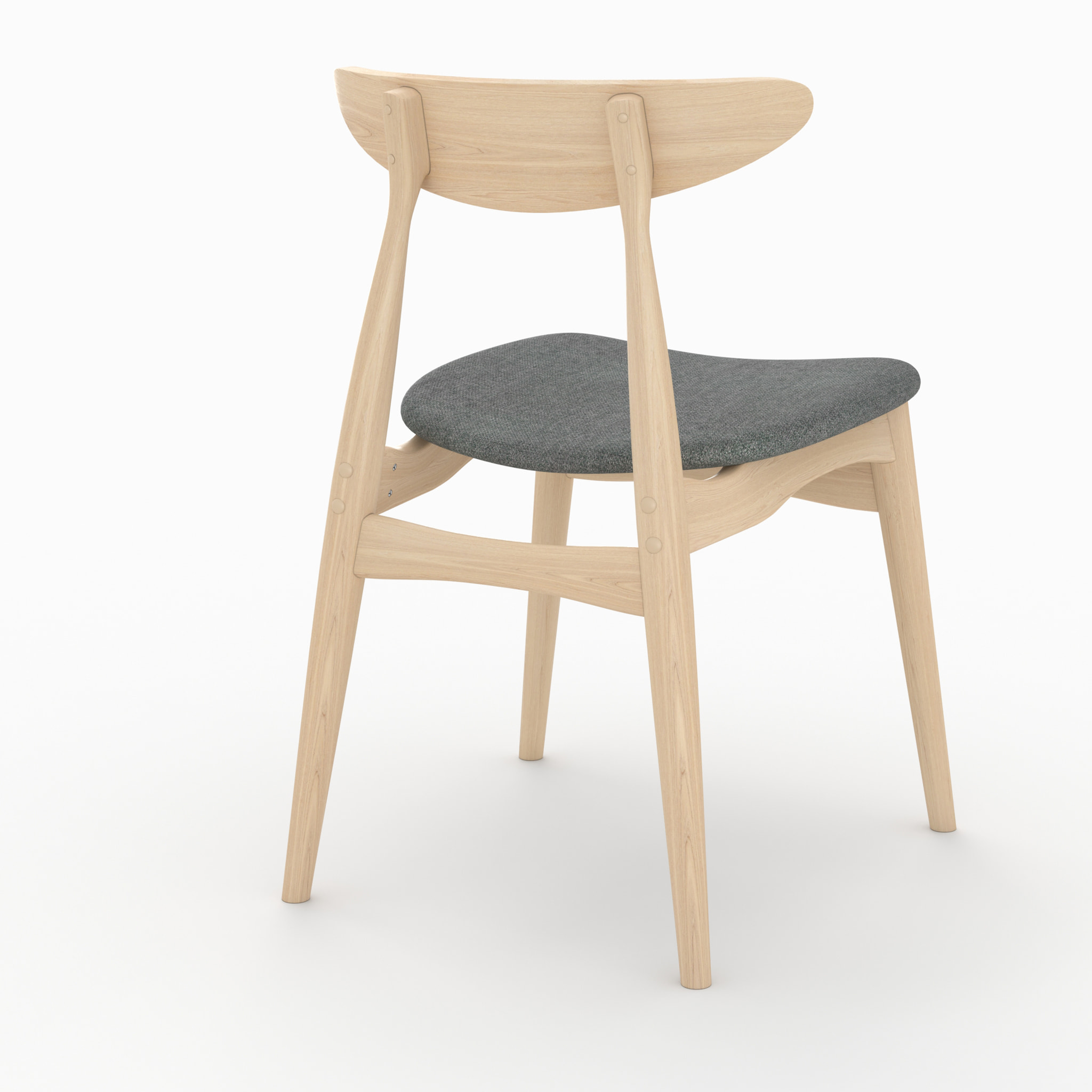 Lot de 2 chaises en tissu gris et bois d'hévéa - Josette