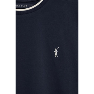 Maglietta blu marino in tessuto piquet con logo Rigby Go